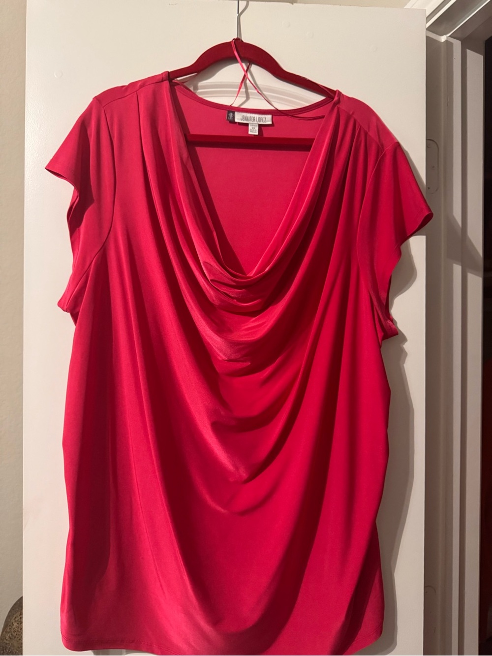 JenniferLopez Hot Pink Draped Neck Women's Top